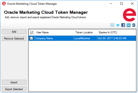 Oracle Marketing Cloud Token Manager